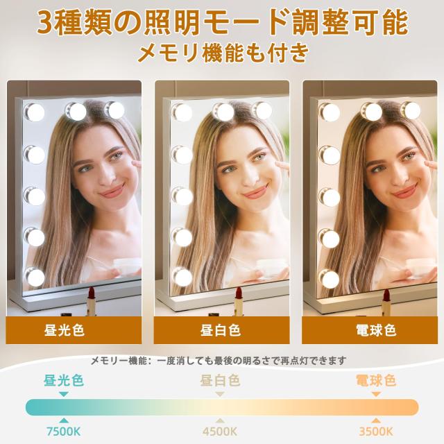 FENCHILIN かざり付ける鏡 女役者鏡鑑 ハリウッド鏡鑑 飾りつけ/卓上両用 ともし火付き添い人 鏡 三色ともし火流行り物 明るさ調節する能力のある 14個LED白熱電球付き添い人 10倍拡