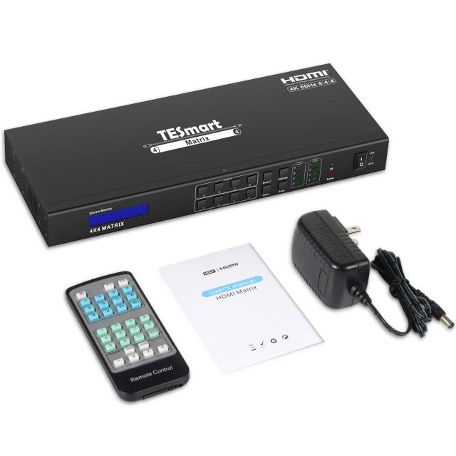 TESmart HDMI マトリックス 4入力4出力 4X4 切り替え器 4K@60Hz 4PC4モニター用 HDMI 切替器 スプリッター HDR10/Dolby対応 HDCP2.2 L/R TESmart HDMI マトリックス 4入力4出力 4X4 切り替え器 4K@60Hz 4PC4