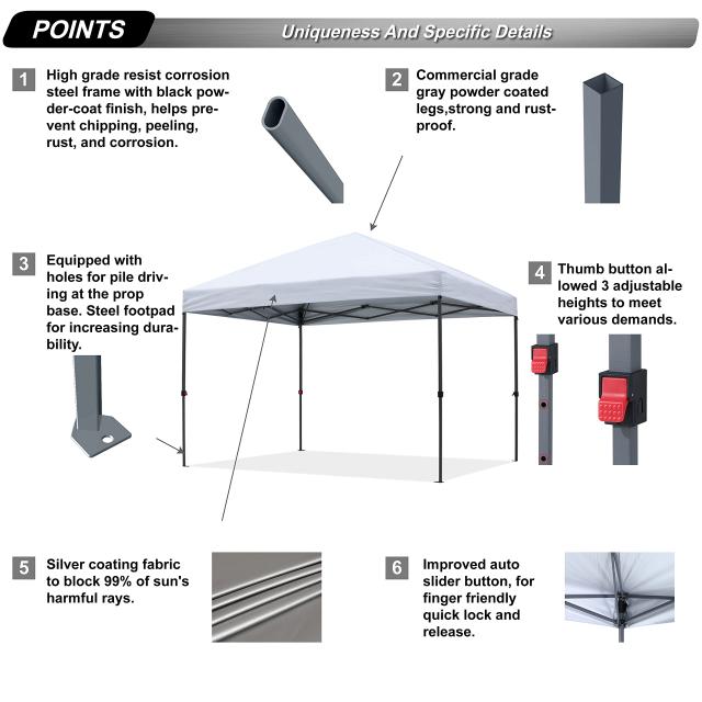 ABCCANOPY タープテント ワンタッチ センターロック 3m/2.5m/2m 高強度