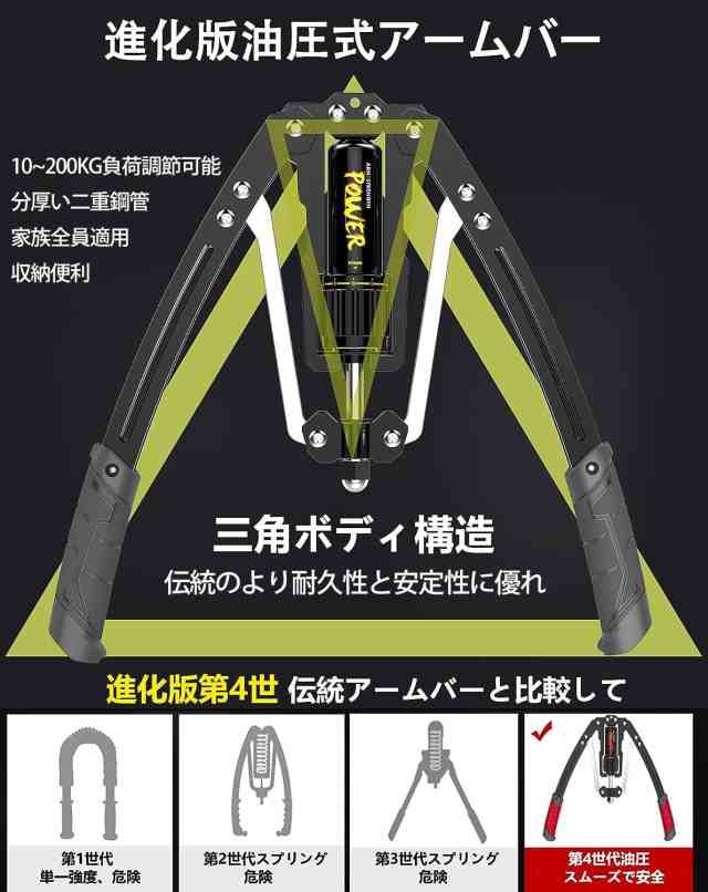 KOOPRO アームバー 筋トレグッズ 大胸筋トレ グリッパー 油圧