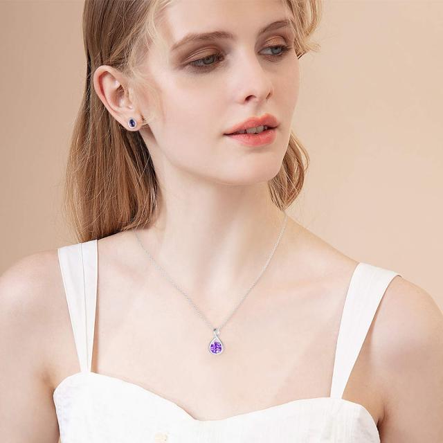 Agvana アメジスト ネックレス レディース 天然 石 2月 誕生石 しずくモチーフ シルバー ホワイトデー お返し 誕生日 母の日 クリスマス Agvana アメジスト ネックレス レディース 天然 石 2月 誕生石 しずく