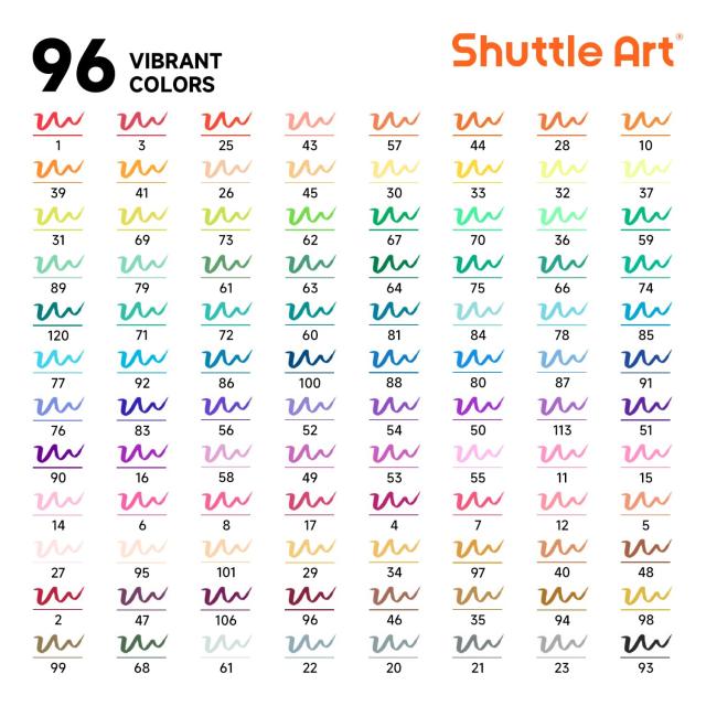 Shuttle Art デュアルチップブラシペン アートマーカー 96色 細字