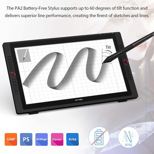 XP-Pen 液タブ 23.8型 2K QHD 液晶ペンタブレット エクスプレスキー20個搭載 傾き検知機能 バッテリーフリーペン お絵描きソフト付き VES_6