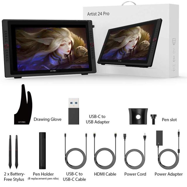 XP-Pen 液タブ 23.8型 2K QHD 液晶ペンタブレット エクスプレスキー20個搭載 傾き検知機能 バッテリーフリーペン お絵描きソフト付き VES_7