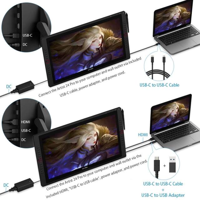 XP-Pen 液タブ 23.8型 2K QHD 液晶ペンタブレット エクスプレスキー20個搭載 傾き検知機能 バッテリーフリーペン お絵描きソフト付き VES_8
