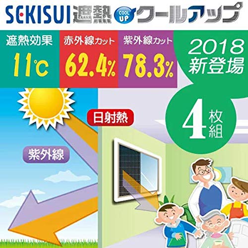 遮熱クールアップ 特典 セキスイ 遮光シート 窓ガラス用 (100cm×200cm) 4枚セット 熱中症対策 遮熱フィルム_1