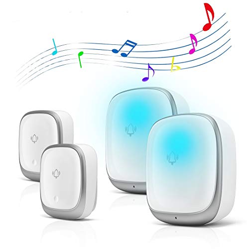 KULUSUPA ワイヤレスチャイム 玄関チャイム 電池不要 自動発電 音と光で呼び出しチャイムセット 7色led 4段階音量調節38曲選択 防水防塵 の通販は 5,096円