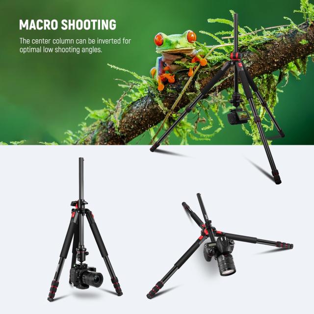 NEEWER 200cm カメラ三脚 一脚 センターコラム、ボールヘッド、ArcaタイプQR プレート、ケース付き 水平三脚 オーバーヘッドカメラマウン_4
