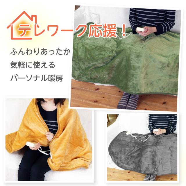 ライフジョイ 電気ひざ掛け 日本製 グリーン 140cm×80cm 電気毛布 洗える 両面フランネル ブランケット ふわふわ あったか JPN141GFZ ライフジョイ 電気ひざ掛け 日本製 グリーン 140cm×80cm 電気毛布
