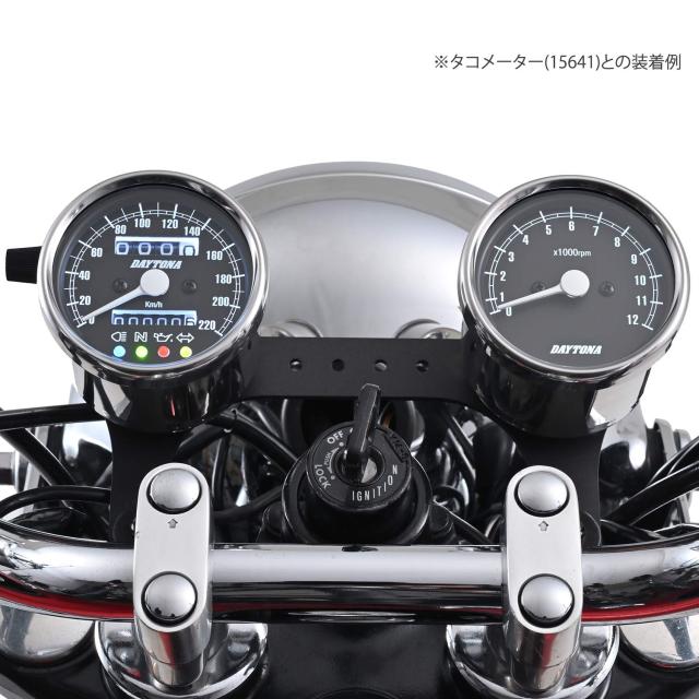 デイトナ(Daytona) バイク用 機械式 スピードメーター ステンレスボディ/ブラックパネル/ホワイトLED φ60 220km/h表示 インジケーター付_2