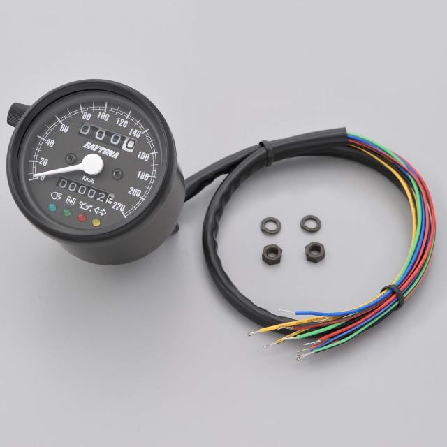 デイトナ バイク用 機械式 タコメーター ブラックボディ/ホワイトパネル/ホワイトLED φ60 12000rpm表示 15631 デイトナ バイク用 機械式 スピード デイトナ(Daytona) バイク用 機械