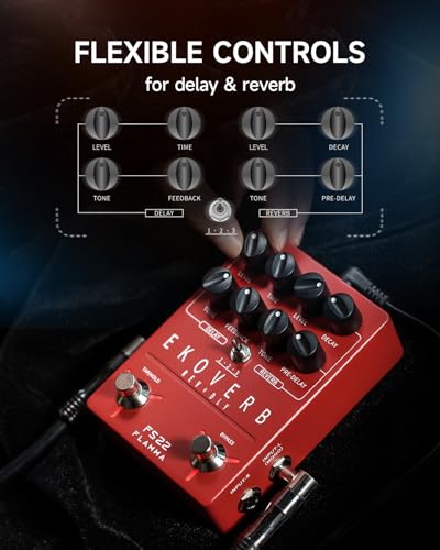 FLAMMA FS22ディレイとリバーブギターエフェクトペダルタップテンポ