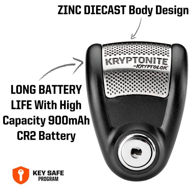 Kryptonite(クリプトナイト) バイク用ディスクロック ブラック×シルバー 78mm×54mm クリプトロック6Aアラームディスクロック 004776_1