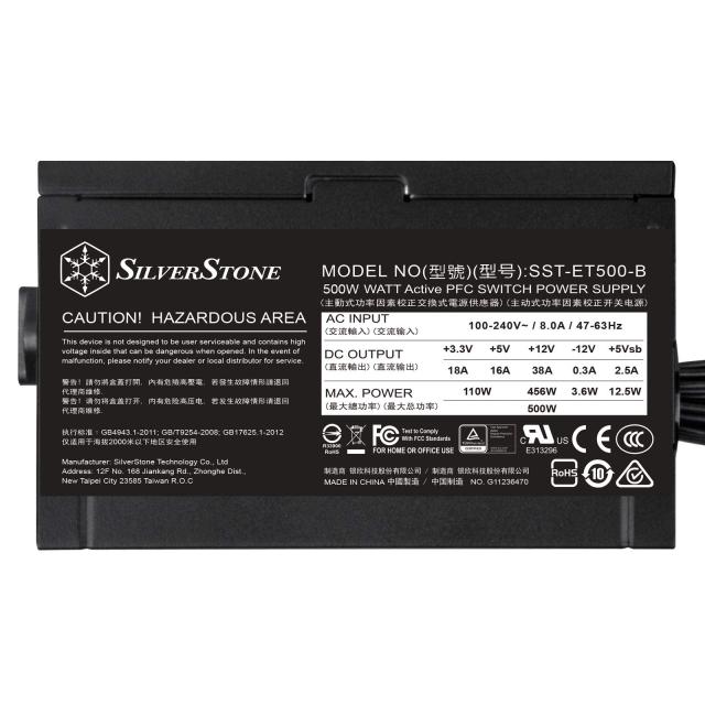 SilverStone Essentialシリーズ 80PLUS BRONEZE認証 500W SST-ET500-B_5