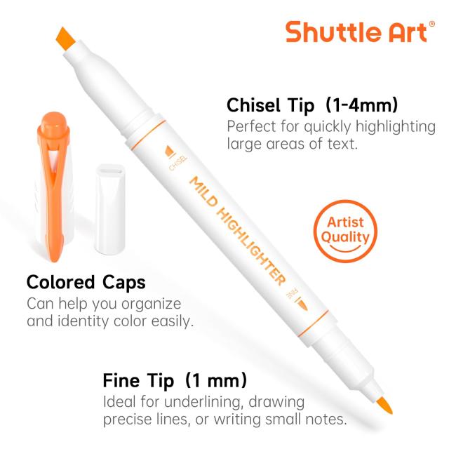Shuttle Art 蛍光ペン セット ソフトカラー 18色 蛍光マーカー ライン