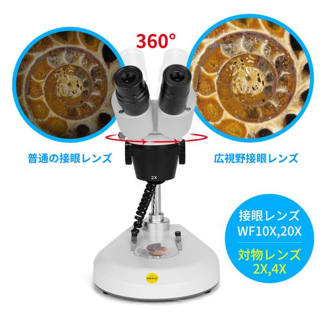 SWIFT 双眼実体顕微鏡 立体顕微鏡 LED光源付 落射、透過照明 金属製 両眼ヘッド、360度回転ヘッド 広視野接眼レンズ10X、20X付き、総合倍_1