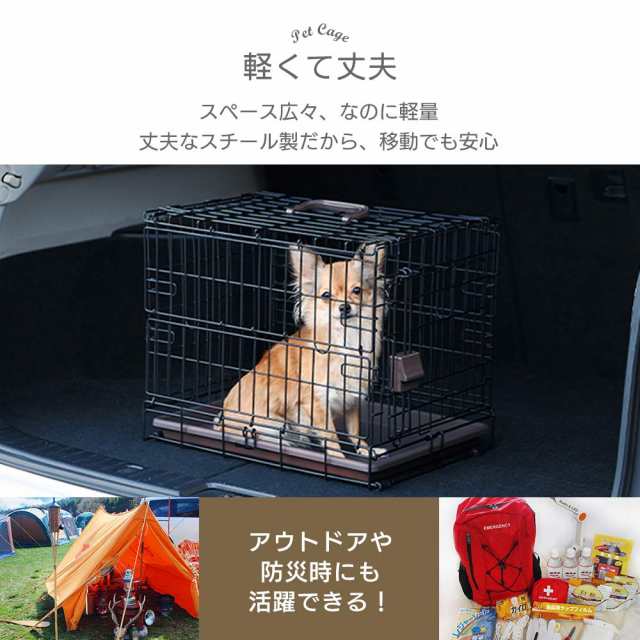 アイリスオーヤマ 犬 猫 ケージ 折りたたみ アイアンブラック 超小型犬・猫用 幅34×奥行47×高さ38.5cm