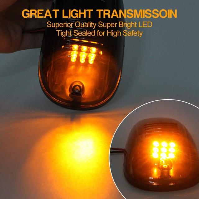 X-STYLE ルーフライト 12V スモークカバー LEDキャブルーフトップ トラック用 マーカー ランニングライトトラック スモークレンズ アンバ