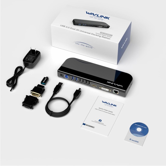 WAVLINK USB 3.0/USB C ユニバーサル ラップトップ ドッキング ステーション デュアルモニター、HDMIおよびHDMI/DVI/VGA ギガビットイー