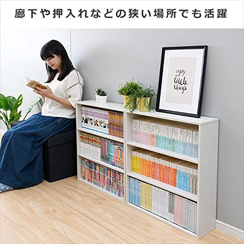 [山善] 本棚 スリム 大容量 6段 幅59×奥行17×高さ134cm ラック 組立品 ホワイト 木目調 SCMCR-1360(JW)_5