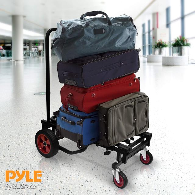 Pyle 折りたたみ式 持ちはこび手押し車 手押し車 パウダーコンパクト かい繕う能力のある 高耐久 8 インチ 1 多役立つことキャリーワゴン コンバーチブルカート 取り替えっこ能力のある手押し車