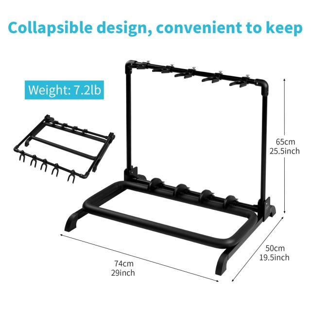 GUITTO ギタースタンド (5本収納) 折りたたみ式 ユニバーサルディスプレイラック ポータブルギターホルダー バンドステージベースアコースティ 数量限定折りたたみ式 ユニバーサルディスプレイラック ポータブル
