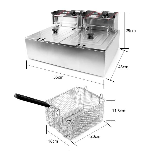 【新品未使用】電気フライヤー 業務用 二槽式 12L 大容量 100/‎110Ⅴ BriSunshine 電気フライヤー 業務用 二槽式 12L 大容量 卓上フライヤー
