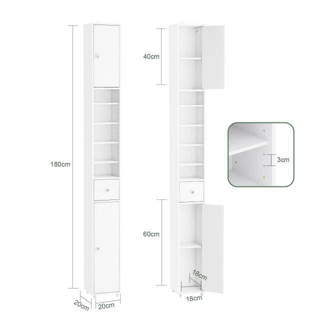 SoBuy 隙間収納 洗面所 収納 ランドリーラック スリム 幅20×奥行20×高