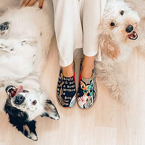 [UIN] 犬アート ニット シューズ レディース ローファー スリッポン ファッション 超軽量 旅靴 シューズ カジュアルシューズ カップル靴 UIN 犬アート ニット シューズ レディース ローファー スリッポン