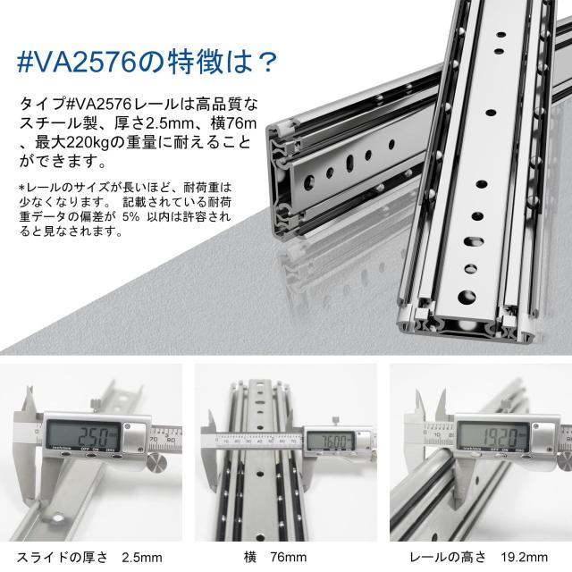 VADANIA 超重量用スライドレール 900mm Heavy Duty引き出しスライド VA2576 かんぜんな拡張ボール 左右1セット_1