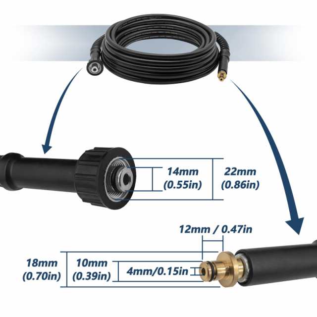 DERASL ケルヒャー高圧洗浄機ホース（15m） 古いモデルM22（14 mm）-アクセサリー ケルヒャーK2適用｜au PAY マーケット