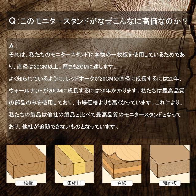 【原木からの一枚板】3.0 USB搭載の4ポートモニター台/机上台-幅52×奥行21cm、耐荷重80kgのこうひんしつ ディスプレイ台/PC台_1