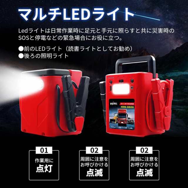 大容量56000mah 4000Aピーク電流】Gfoxmall ジャンプスターター 24V 12V車用エンジンスターター 車緊急始動 ガソリン/ ディーゼル車対応の通販はau PAY マーケット - Ｅ４Ｌｉｆｅ | au PAY マーケット－通販サイト