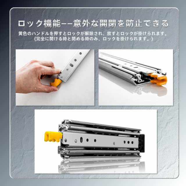 AOLISHENG 超重量用 スライドレール 幅76mm ロック付き 500mm 耐荷重 200 kg 左右 1セット Heavy Duty 引き出しスライド 工業用 引き出し