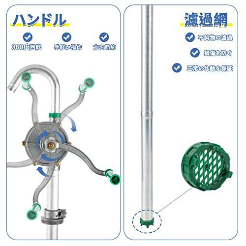 Poafamx ドラム缶用オイルポンプ ハンドロータリータイプ 50L/min 軽量