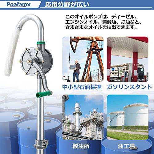 Poafamx ドラム缶用オイルポンプ ハンドロータリータイプ 50L/min 軽量