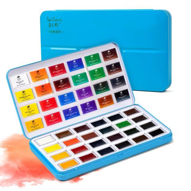 Paul Rubens 絵の具 透明水彩絵具 24色セット 水彩絵の具 固形水彩 大