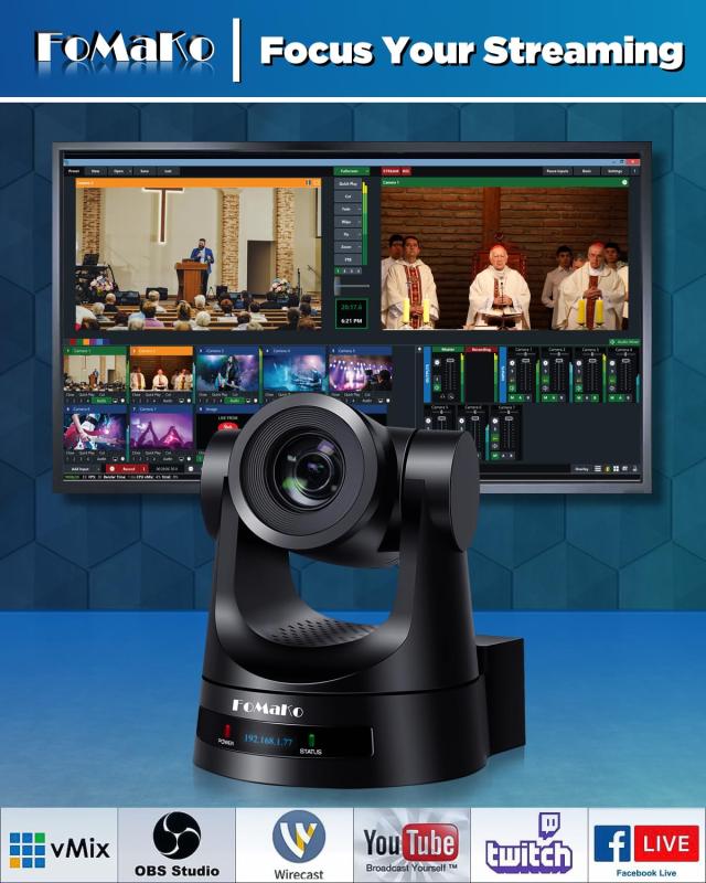 FoMaKo PTZカメラ 20倍光学ズーム HDMI/3G-SDI/IP出力 HD1080p@60fps