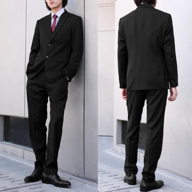[YFFUSHI] スーツ メンズ ビジネス スリーピース 大きいサイズ 2つボタン 無地 S-4XL 大きいサイズ 結婚式 面接 就職(ブラック,L) YFFUSHI] スーツ メンズ ビジネス スリーピース 大きいサイズ 2つ