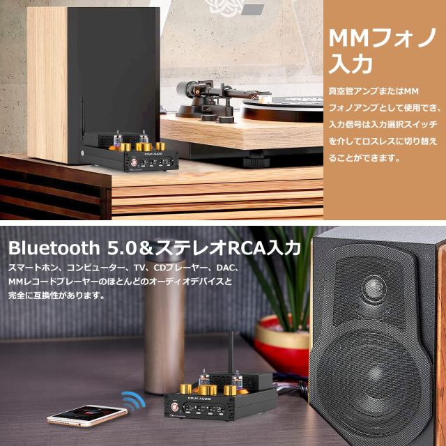 Douk Audio X1 GE5654 Bluetooth 5.0 真空管アンプ MM フォノアンプ ターンテーブル用 320W TDA7498E NE5532_1