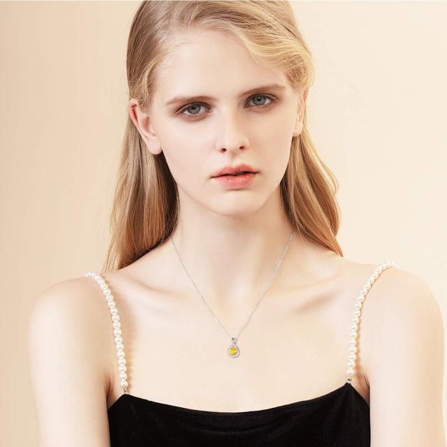 Agvana シトリン ネックレス レディース 天然 石 11月 誕生石 しずくモチーフ プラチナメッキ シルバー925 クリスマス ホワイトデー 誕生 Agvana シトリン ネックレス レディース 天然 石 11月 誕生石 しずく