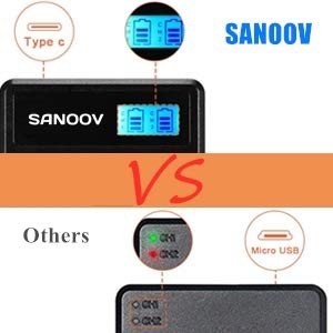 SANOOV LP-E6/LP-E6N互換バッテリー 2個2000mAh+LCDスマート充電器 