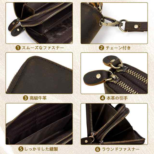Luufan] 長財布 メンズ 本革 カード24枚収納 大容量 ラウンド