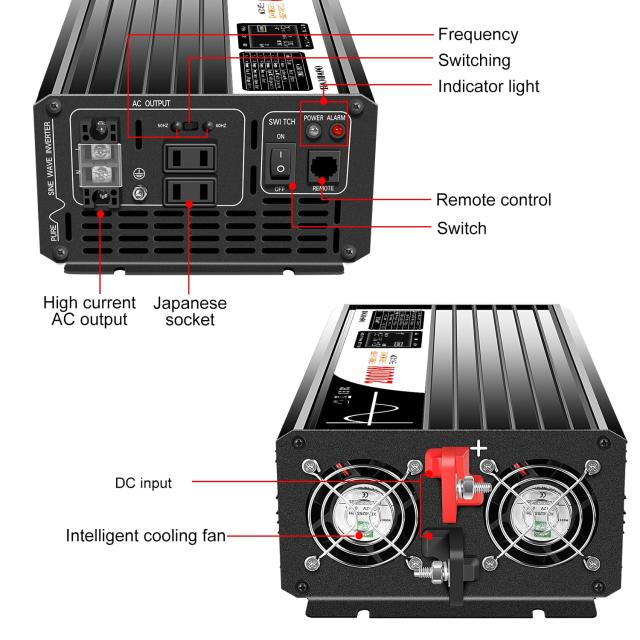 Xijia 正弦波dc-acコンバーター 24v 正弦波 50 60切り替え 瞬間最大4000W,カーインバーター,AC コンセント×2 非常電源・に 防災 太陽光_2
