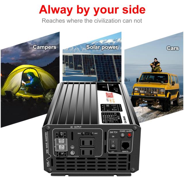 Xijia 正弦波dc-acコンバーター 24v 正弦波 50 60切り替え 瞬間最大4000W,カーインバーター,AC コンセント×2 非常電源・に 防災 太陽光_4