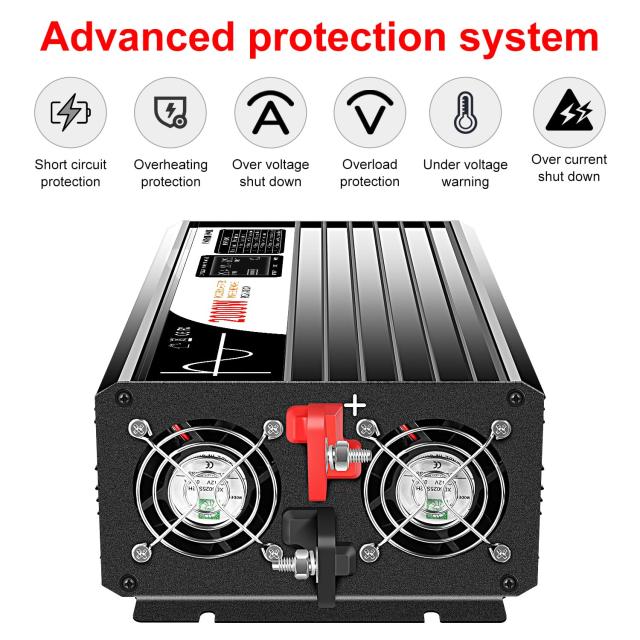 Xijia 正弦波dc-acコンバーター 24v 正弦波 50 60切り替え 瞬間最大4000W,カーインバーター,AC コンセント×2 非常電源・に 防災 太陽光_8