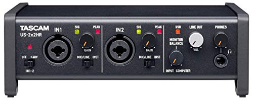 TASCAM(タスカム) US-2X2HR 2Mic, 2IN/2OUT 24bit/192kHzハイレゾ USBオーディオ/MIDIインターフェース Youtube 音楽制作 生配信 DTM_1