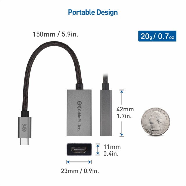 Cable Matters 8K USB Type C HDMI 変換アダプタ 48Gbps HDMI2.1規格