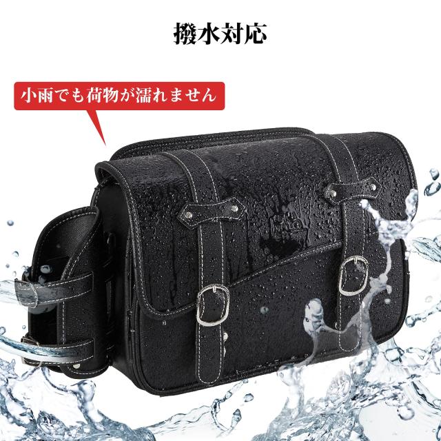 KEMIMOTO サイドバッグ 10L バイク用 サドルバッグ バック 防撥水 防水 ドリンクホルダー付属 小物収納 ブラック レブル250 500 1100対応_3