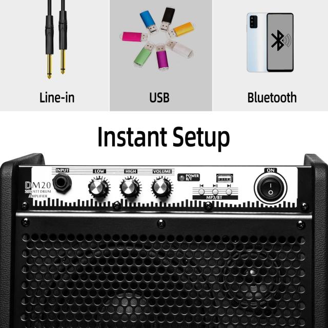 Coolmusic DM20 20W BT パーソナルモニターアンプ電気ドラム Coolmusic DM20 20W BT パーソナルモニターアンプ電気ドラム